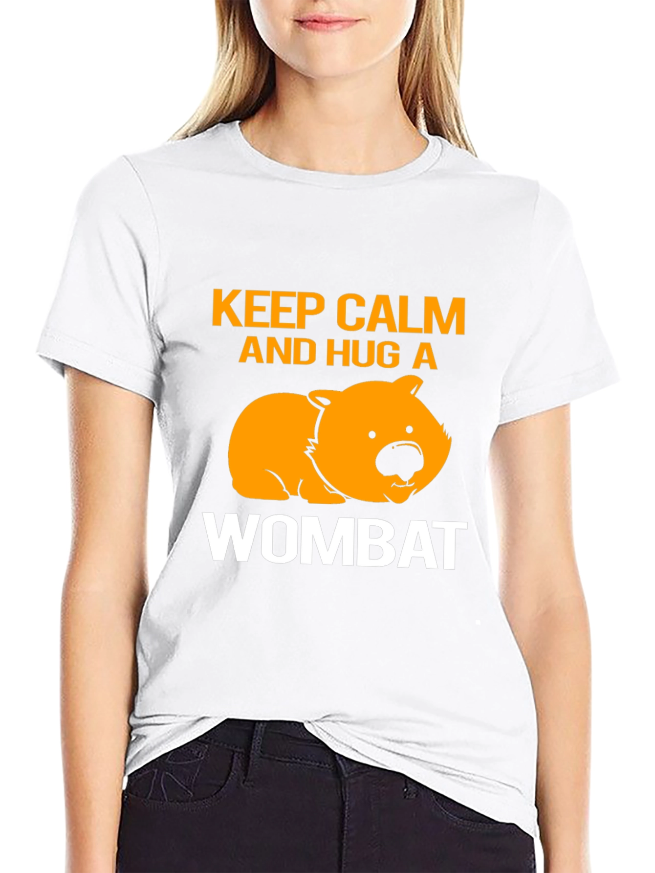 Keep Calm and Hug a Wombat Black T-Shirt