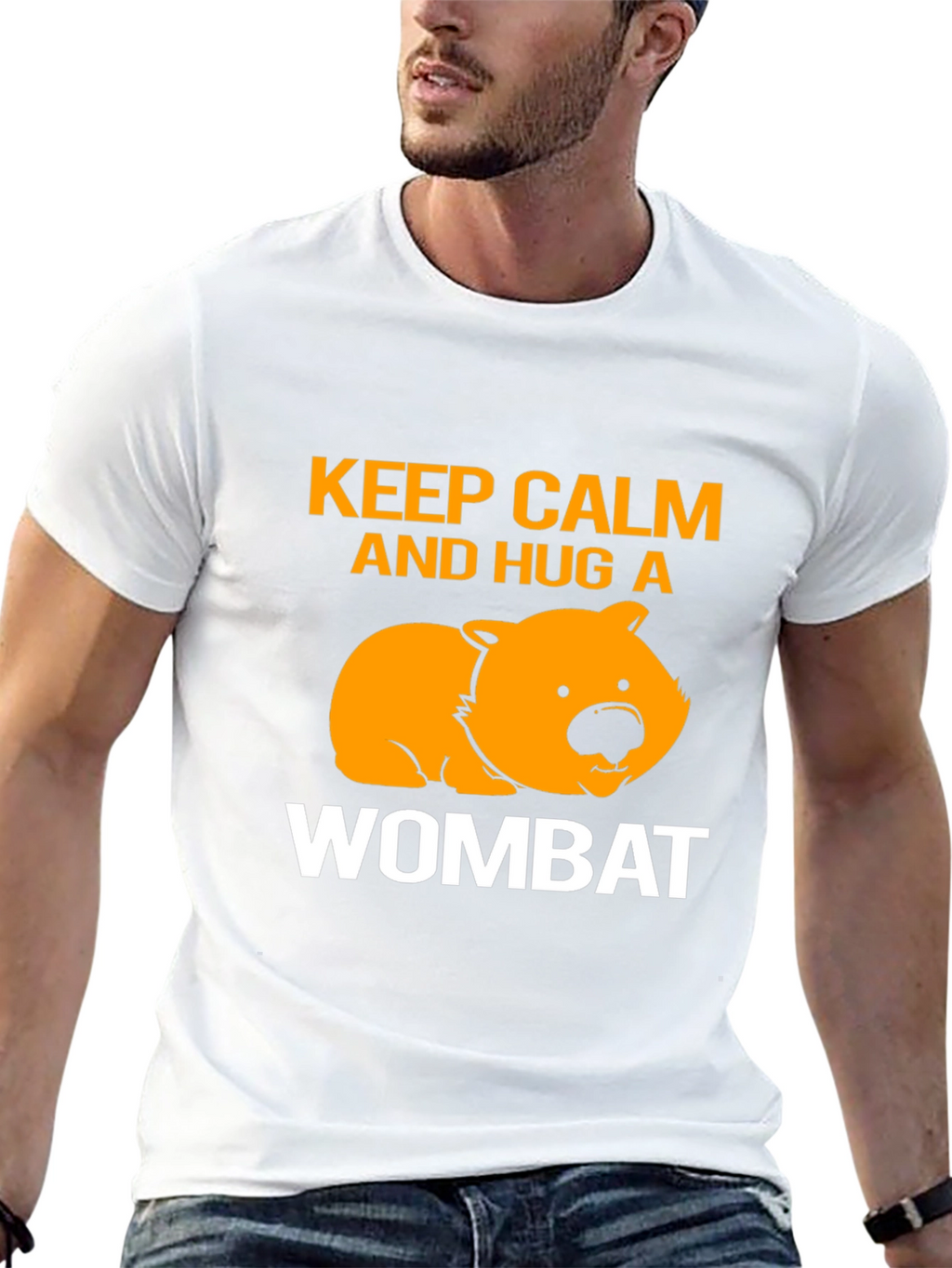 Keep Calm and Hug a Wombat Black T-Shirt