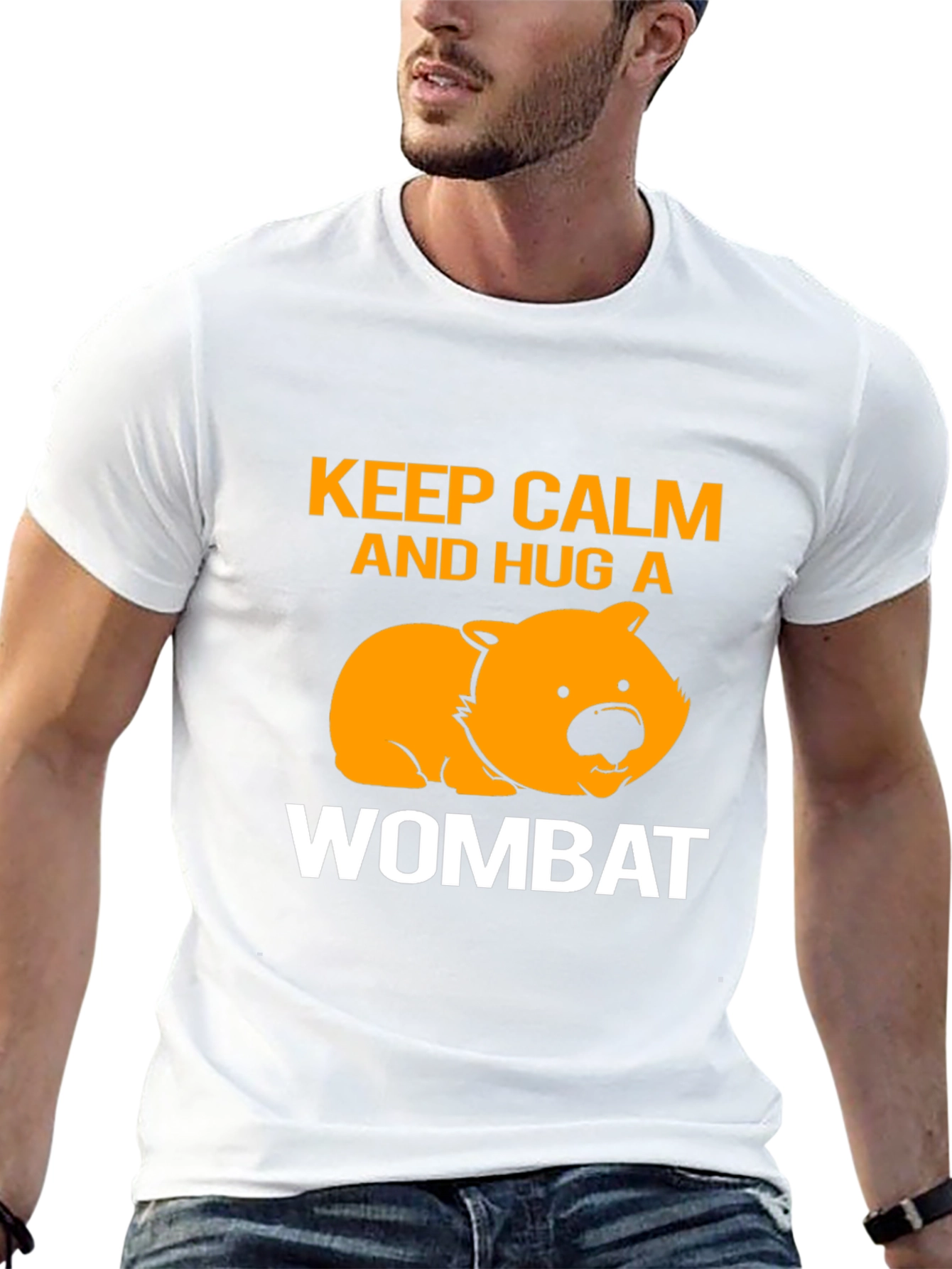 Keep Calm and Hug a Wombat Black T-Shirt