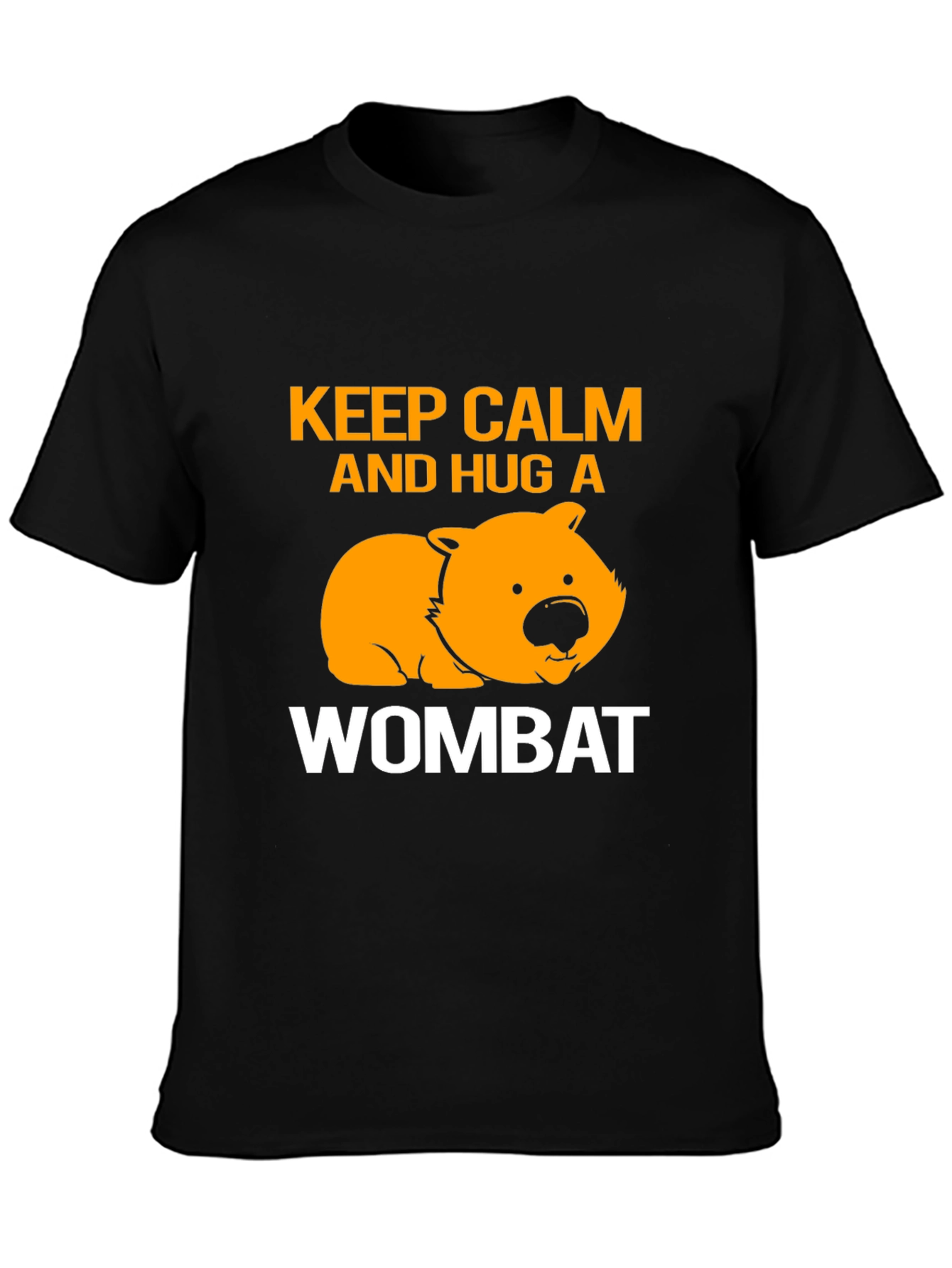 Keep Calm and Hug a Wombat Black T-Shirt