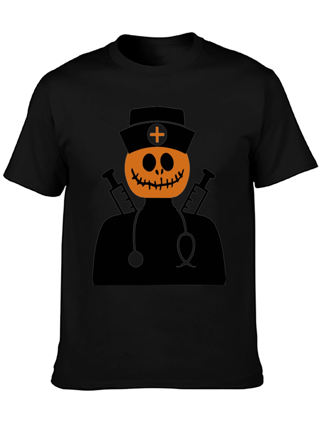 Halloween Pumpkin Nurse T-Shirt - Spooky Season Apparel