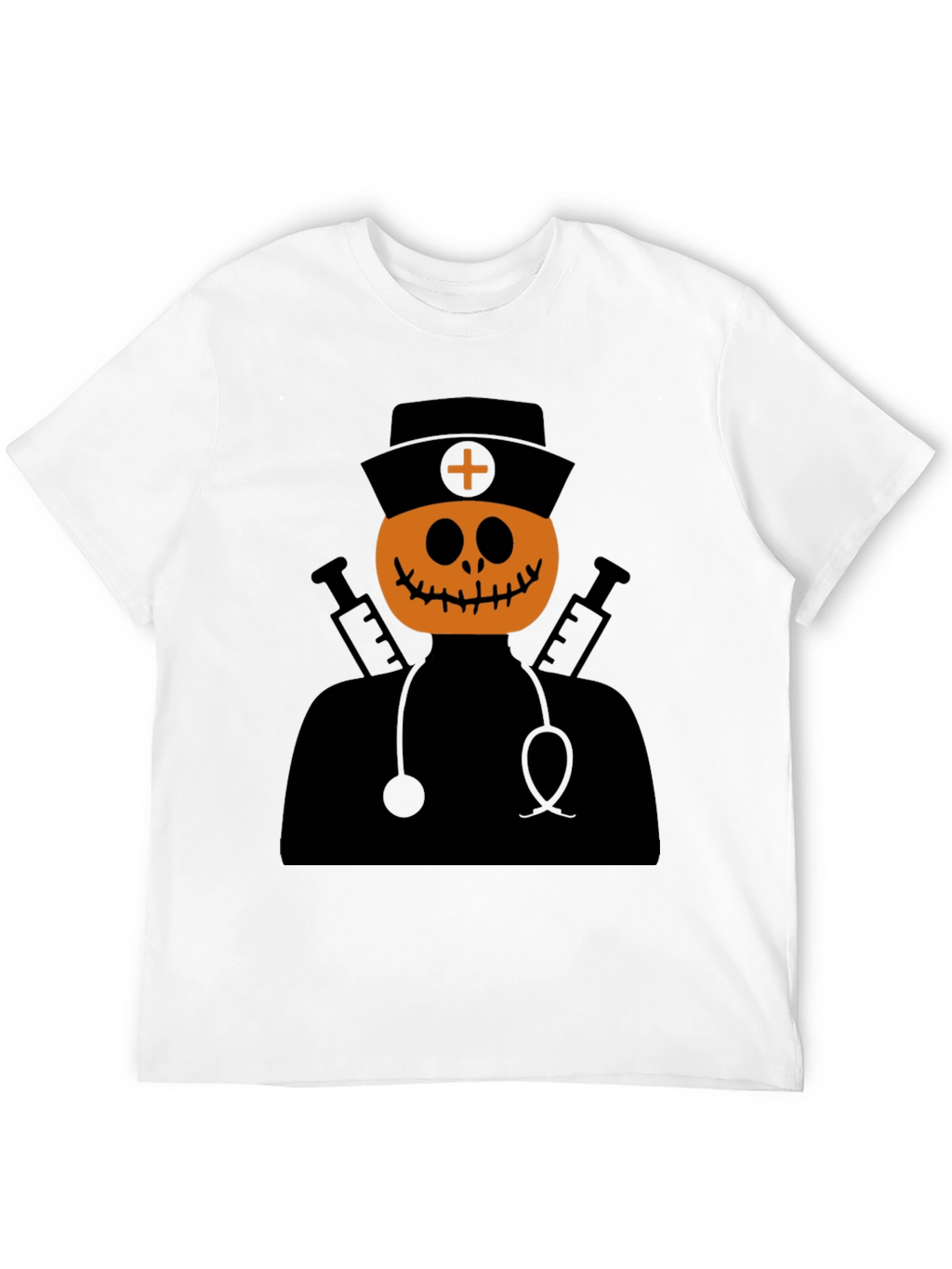 Halloween Pumpkin Nurse T-Shirt - Spooky Season Apparel