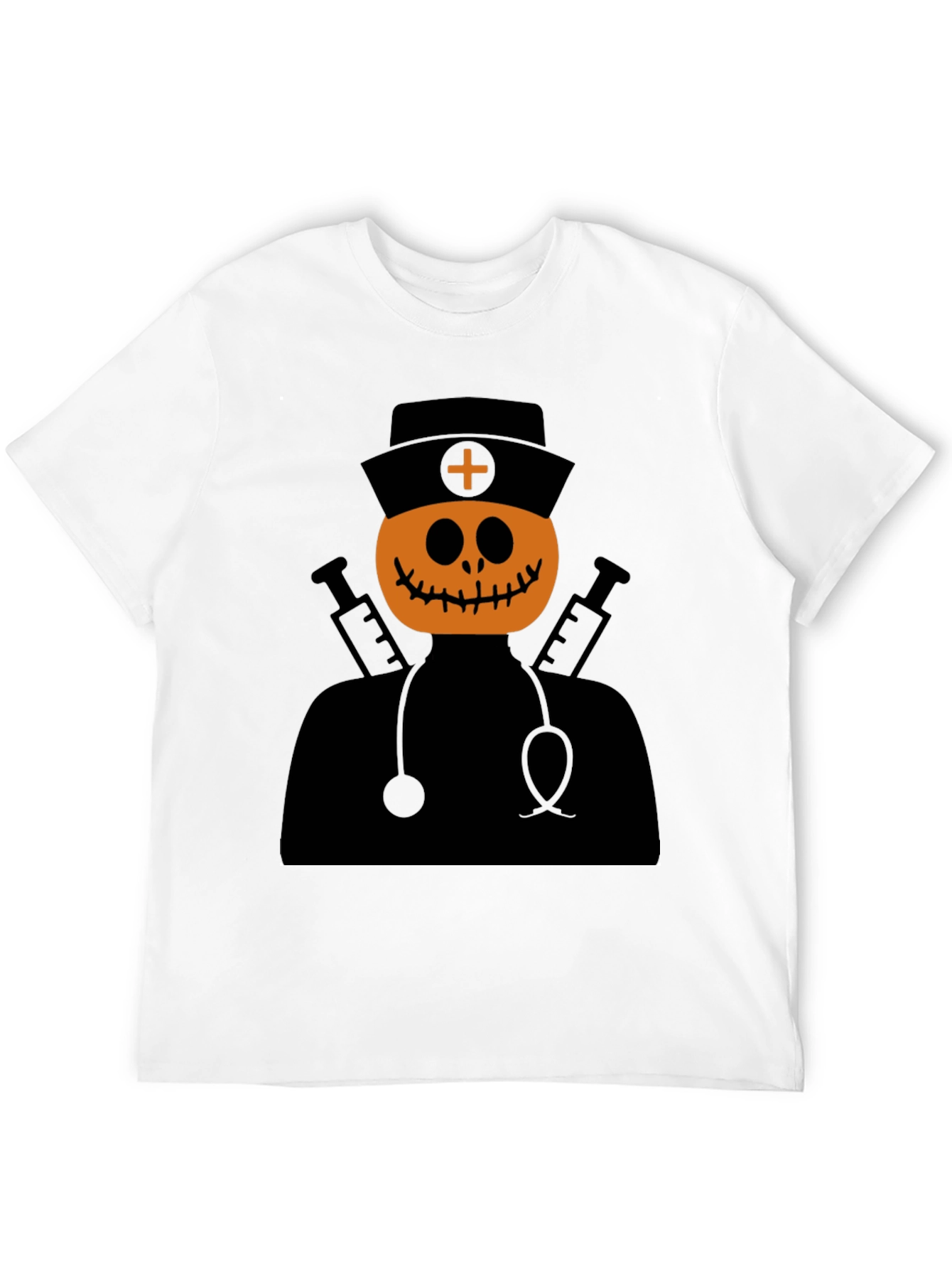 Halloween Pumpkin Nurse T-Shirt - Spooky Season Apparel