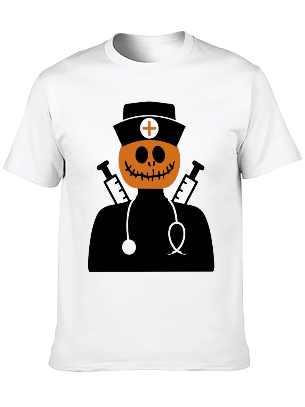 Halloween Pumpkin Nurse T-Shirt - Spooky Season Apparel