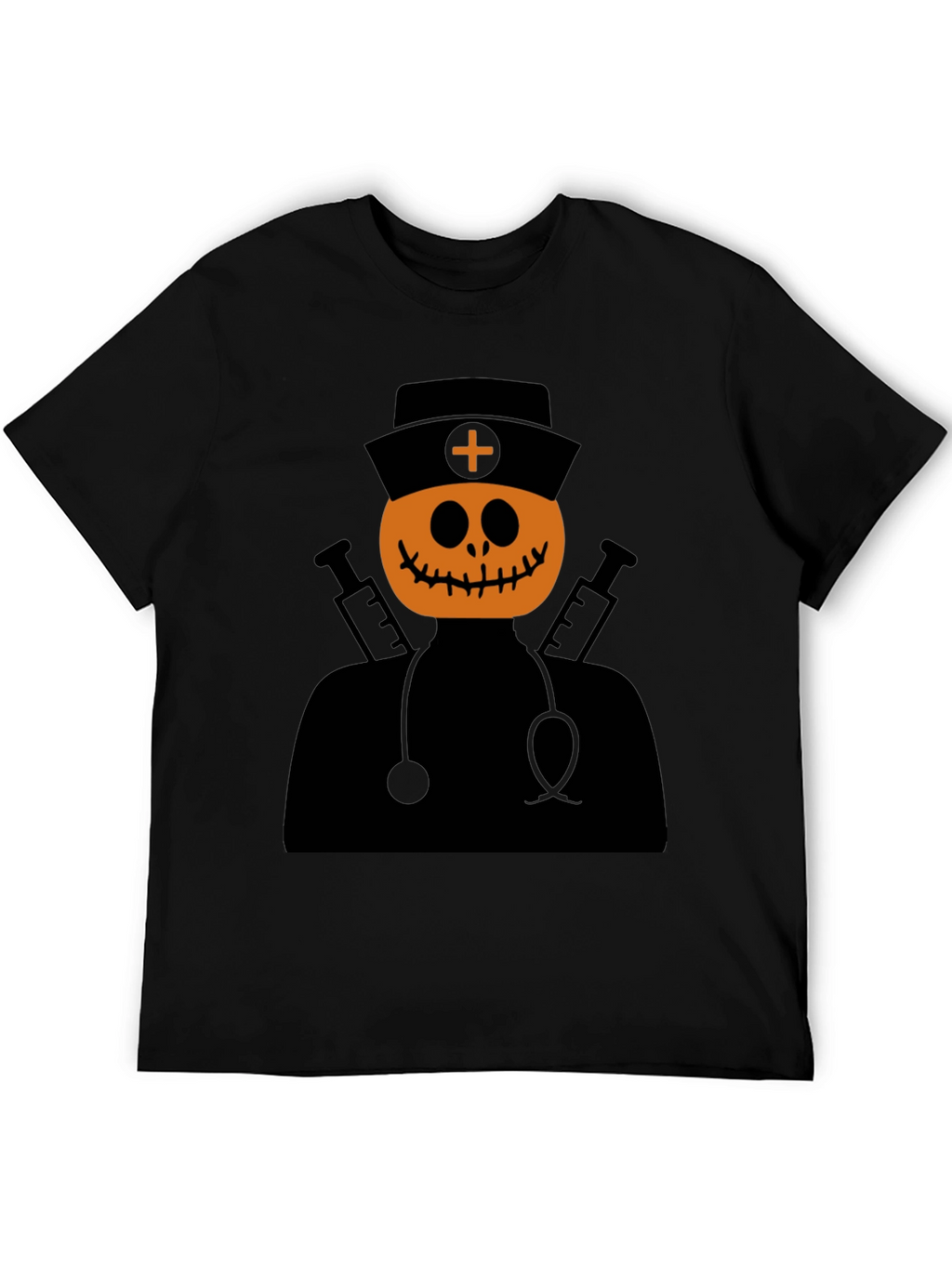 Halloween Pumpkin Nurse T-Shirt - Spooky Season Apparel