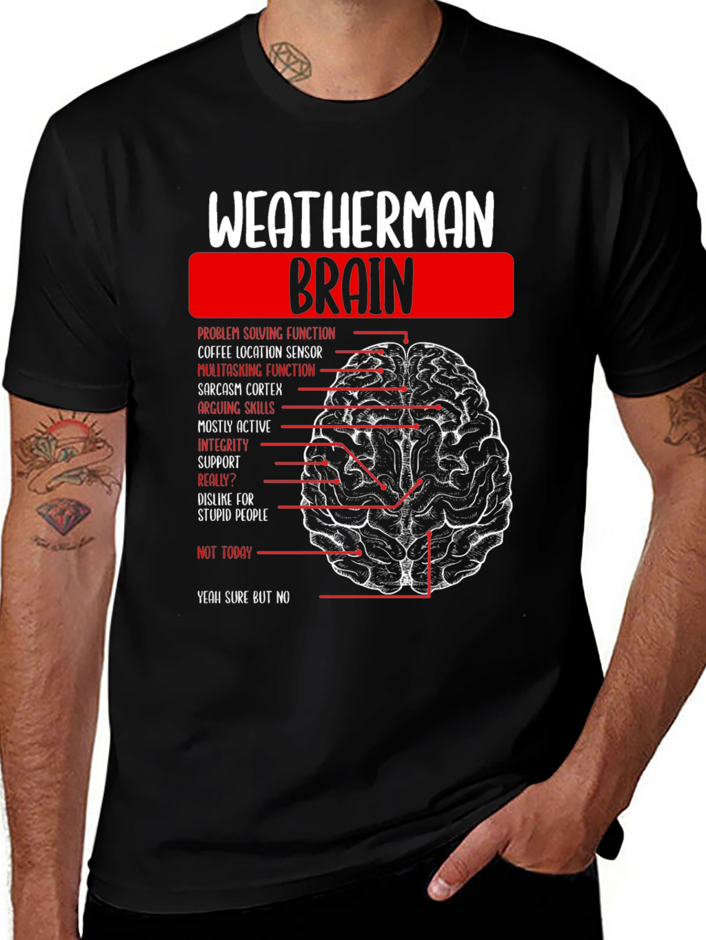 Weatherman Brain Anatomy Funny T-Shirt