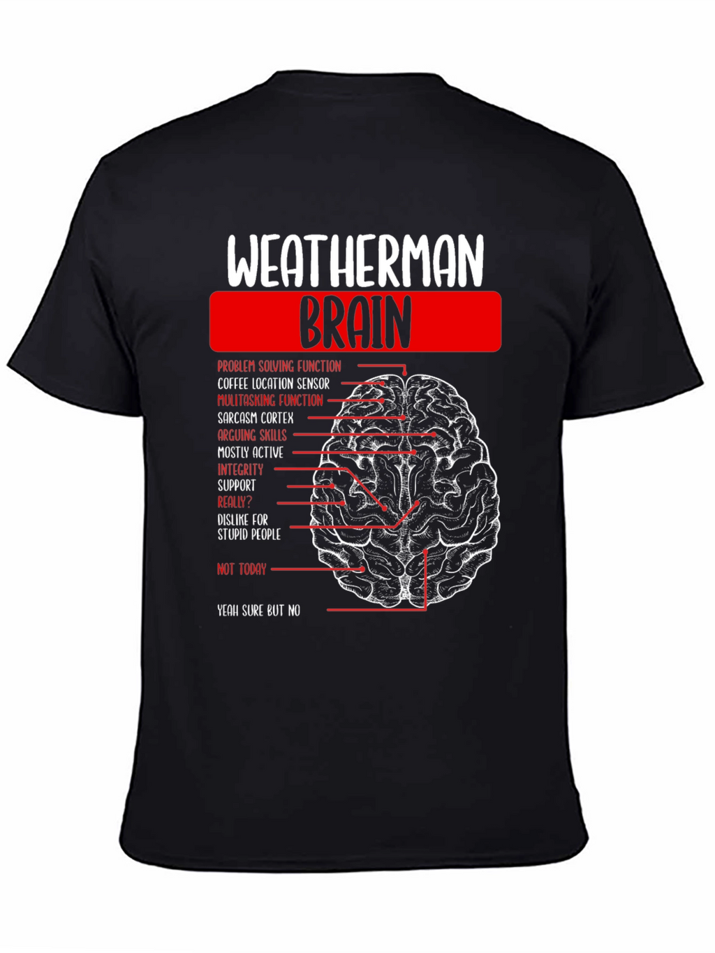 Weatherman Brain Anatomy Funny T-Shirt