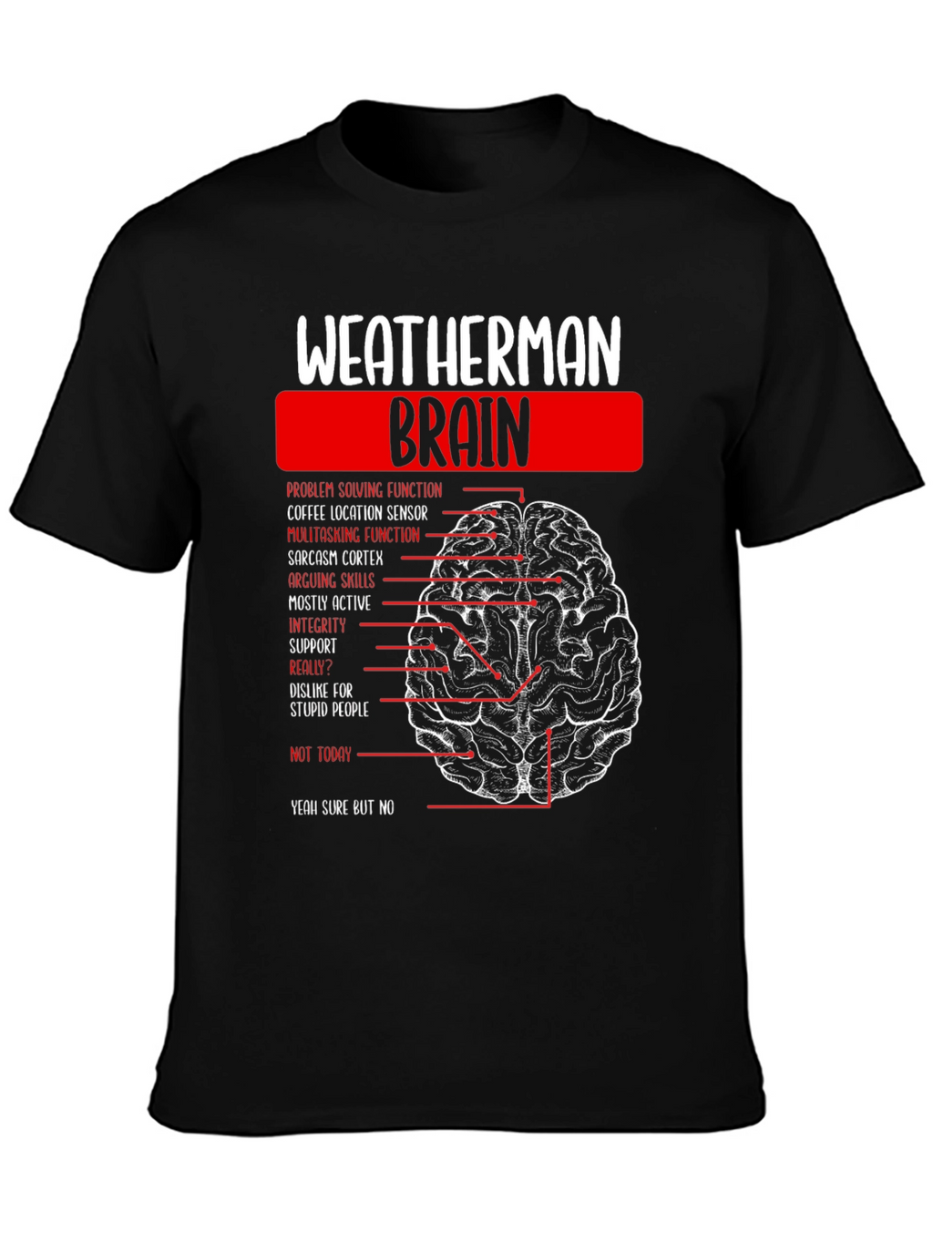 Weatherman Brain Anatomy Funny T-Shirt