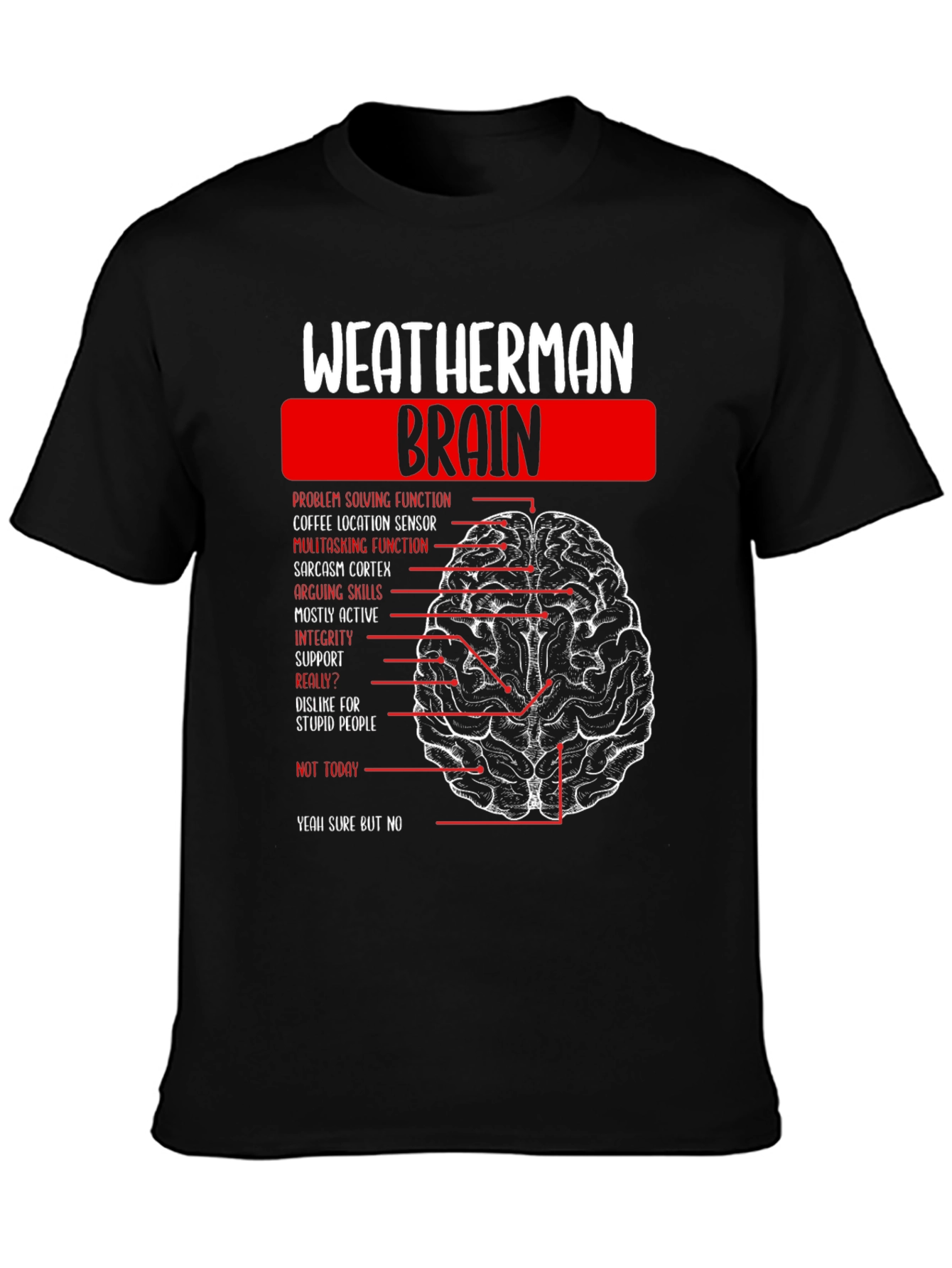 Weatherman Brain Anatomy Funny T-Shirt