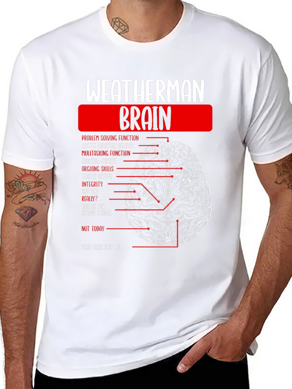 Weatherman Brain Anatomy Funny T-Shirt