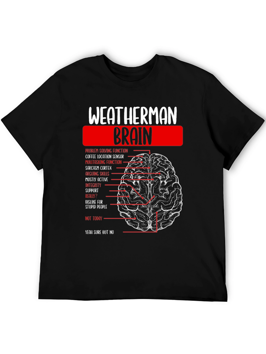 Weatherman Brain Anatomy Funny T-Shirt