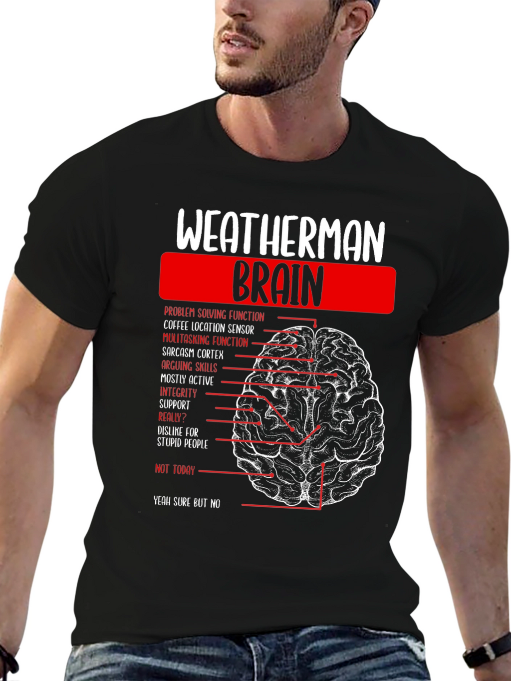 Weatherman Brain Anatomy Funny T-Shirt