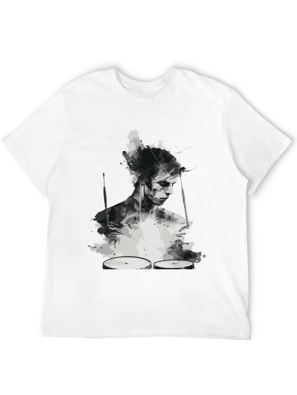 Abstract Drummer Graphic Tee - Black