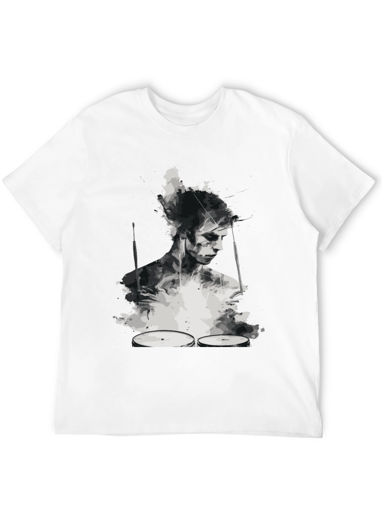 Abstract Drummer Graphic Tee - Black