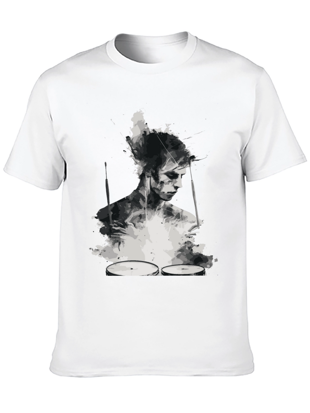 Abstract Drummer Graphic Tee - Black