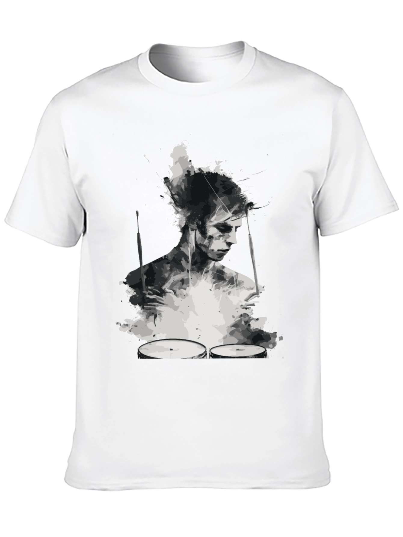 Abstract Drummer Graphic Tee - Black