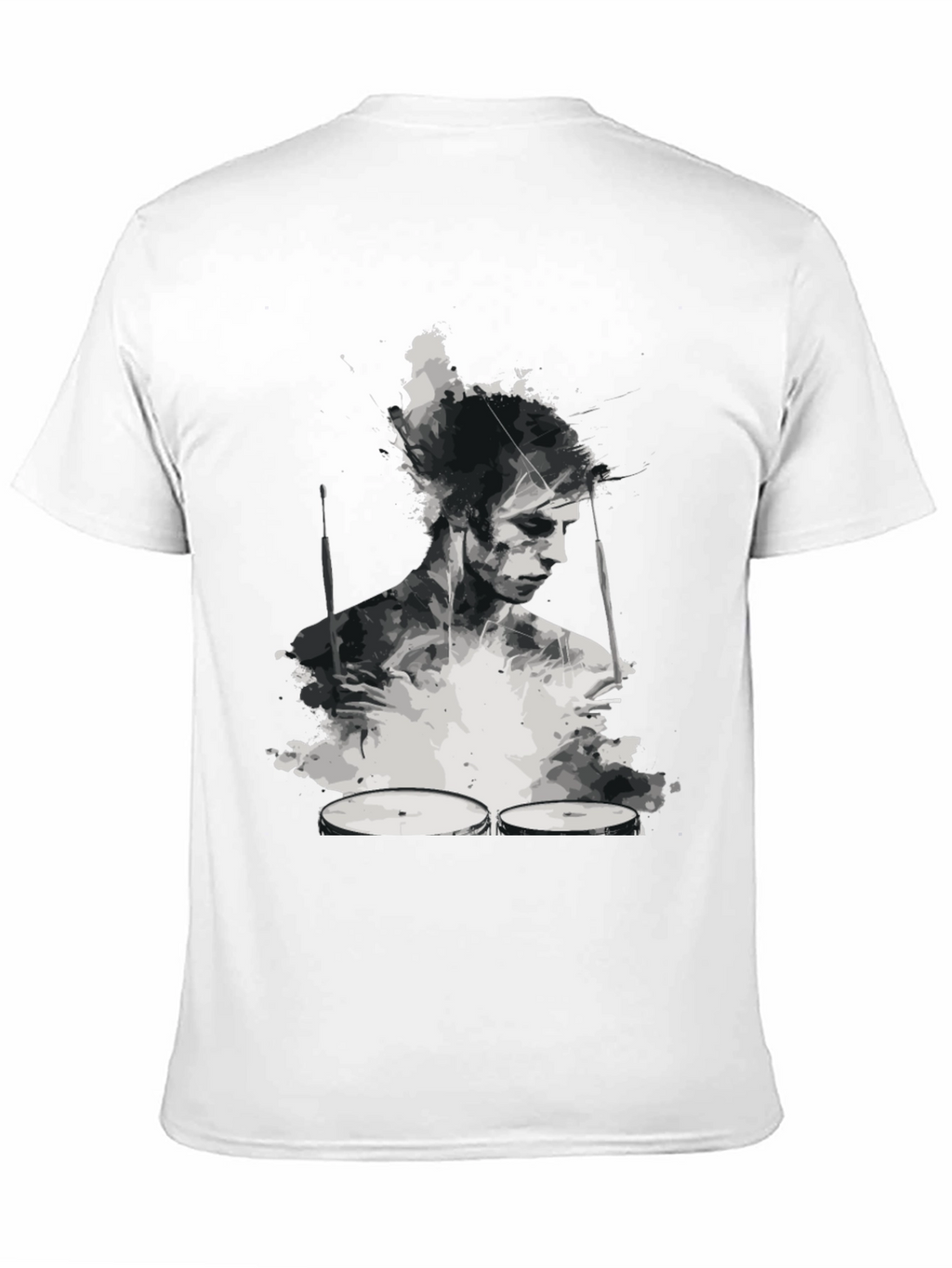 Abstract Drummer Graphic Tee - Black