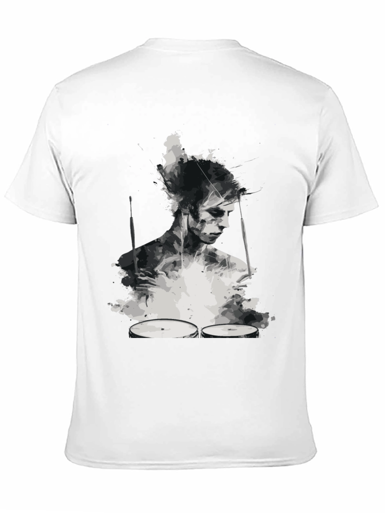 Abstract Drummer Graphic Tee - Black