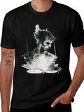 Abstract Drummer Graphic Tee - Black