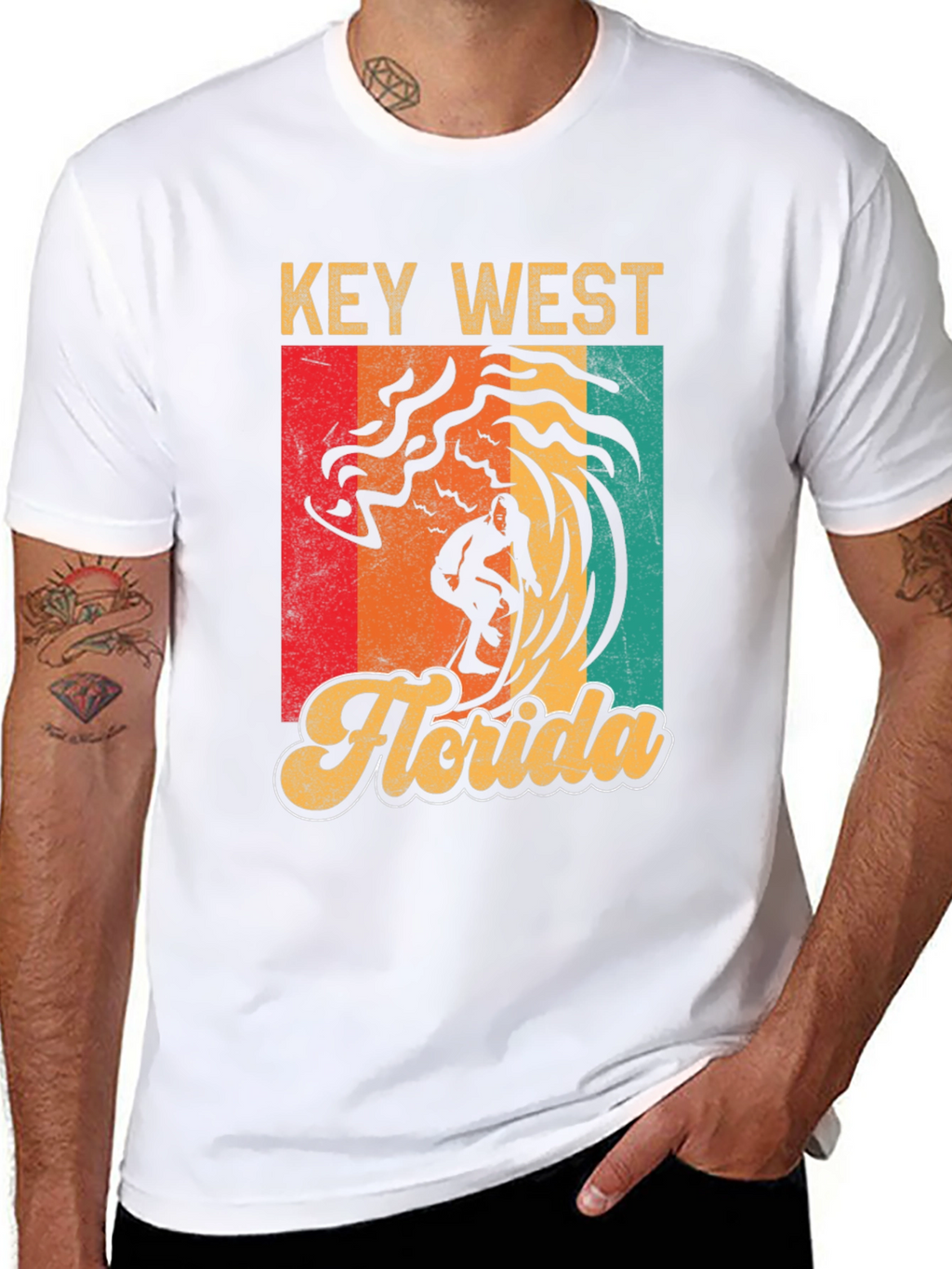 Key West Florida Surfer T-Shirt - Retro Style
