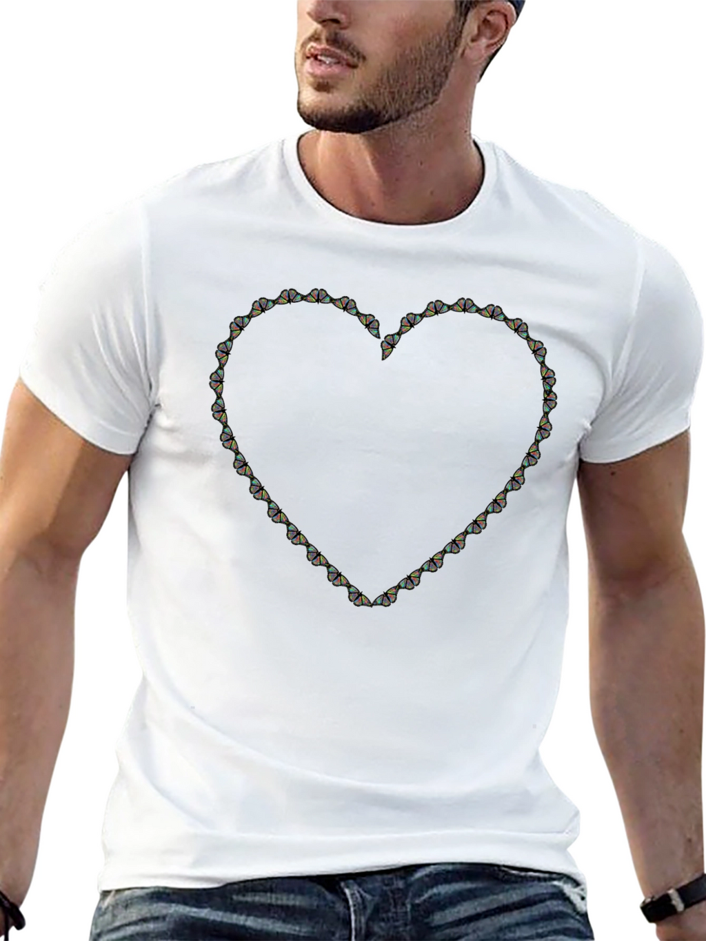 Heart Shaped Butterfly T-Shirt - Black