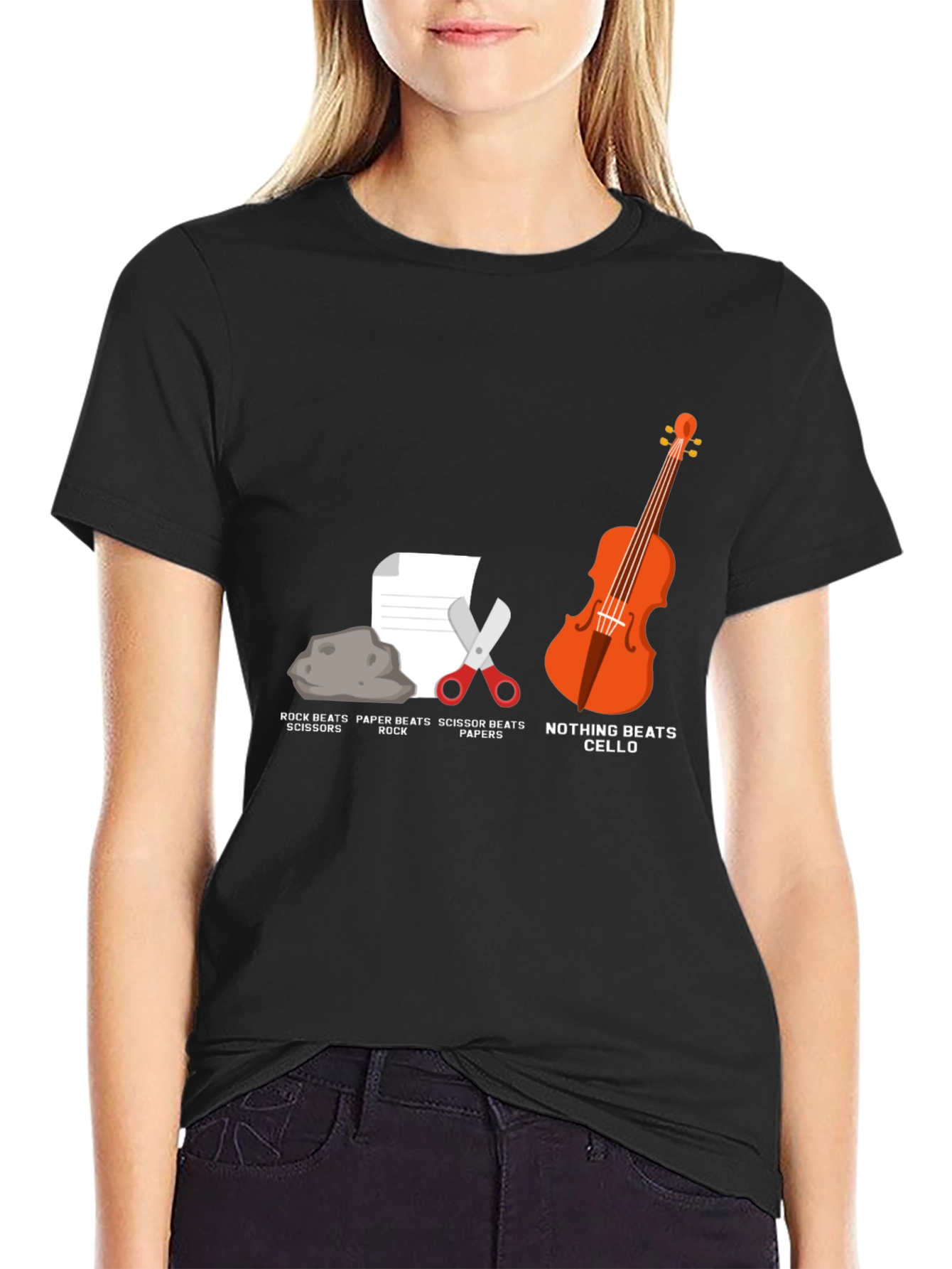 Rock Paper Scissors Cello Humor T-Shirt