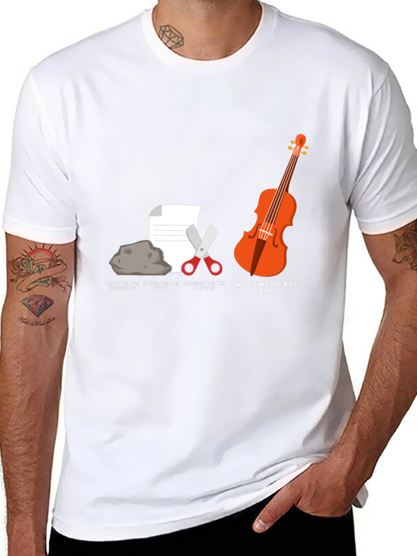 Rock Paper Scissors Cello Humor T-Shirt