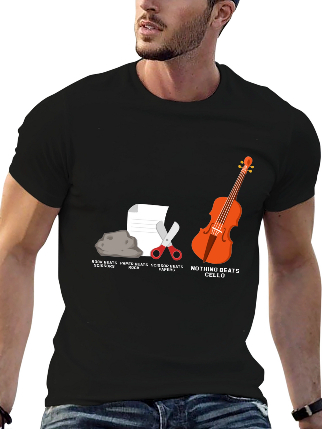 Rock Paper Scissors Cello Humor T-Shirt