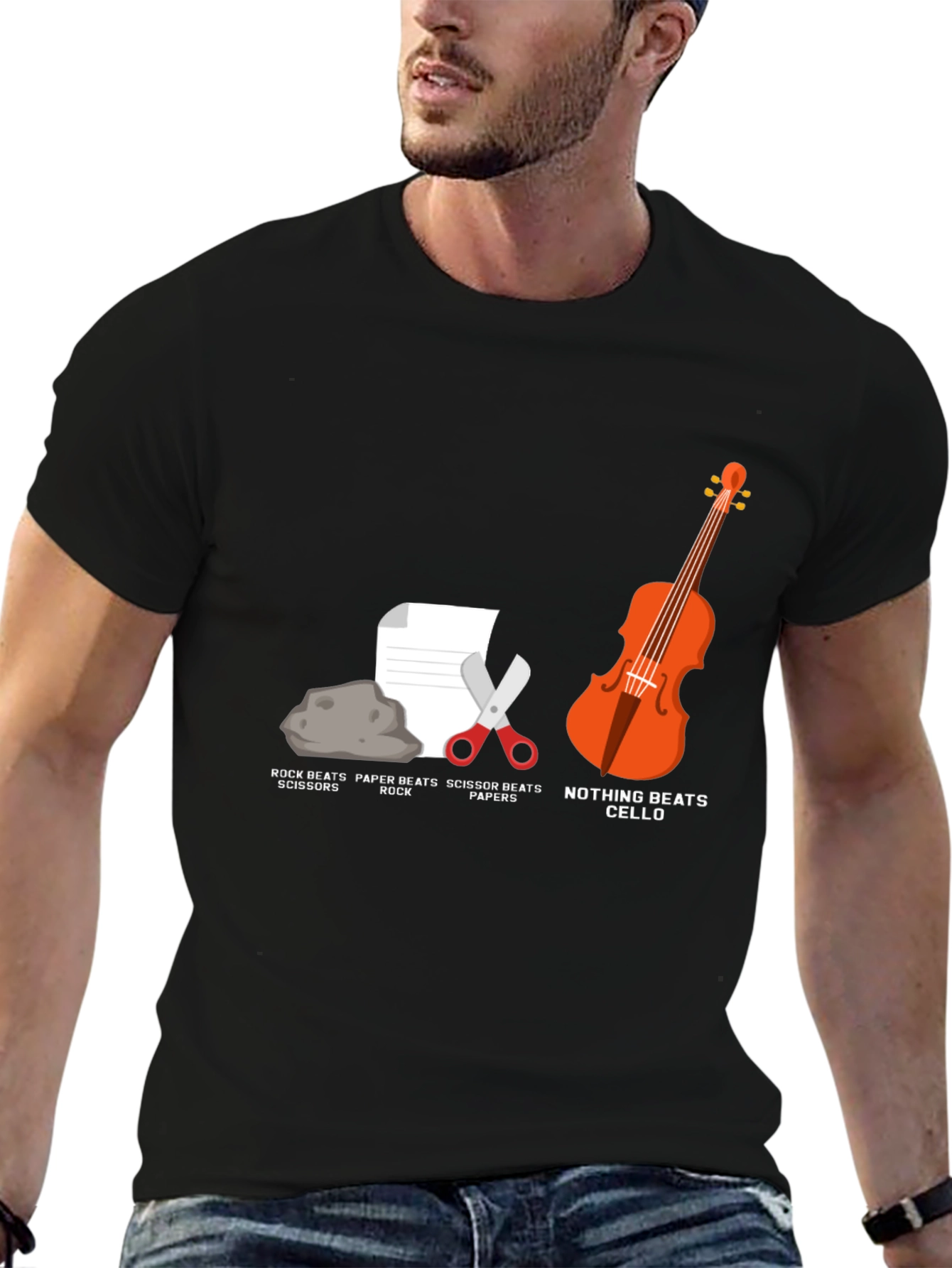 Rock Paper Scissors Cello Humor T-Shirt