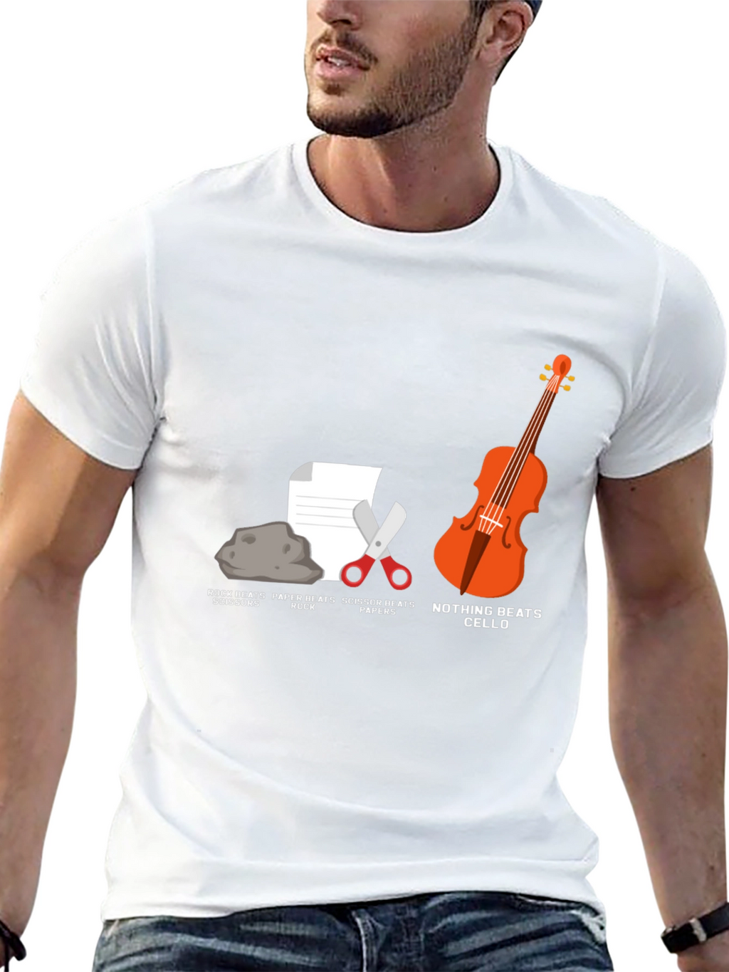 Rock Paper Scissors Cello Humor T-Shirt