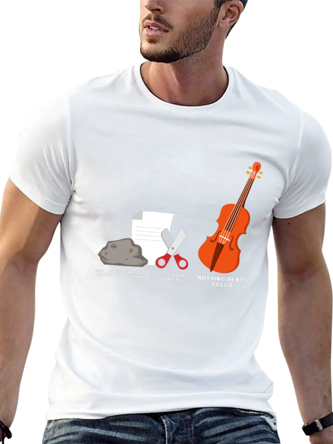 Rock Paper Scissors Cello Humor T-Shirt