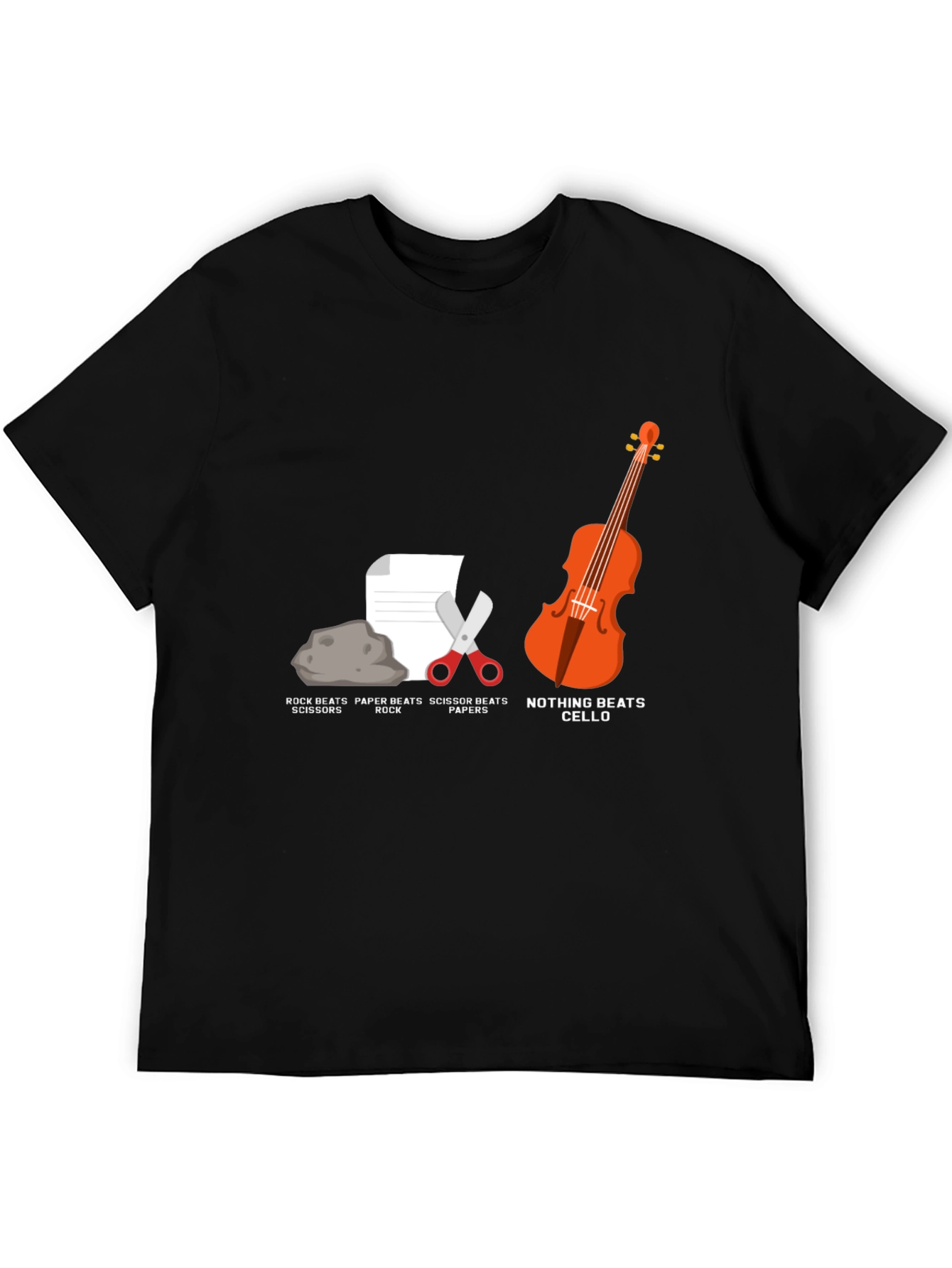 Rock Paper Scissors Cello Humor T-Shirt