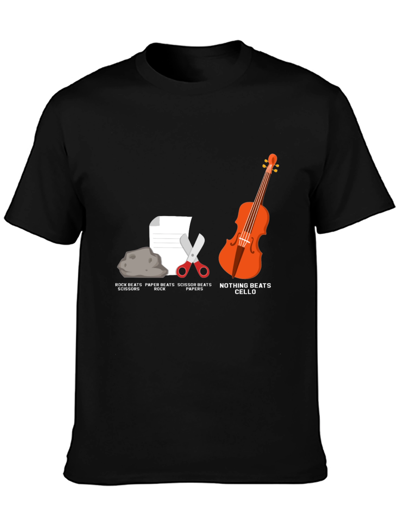 Rock Paper Scissors Cello Humor T-Shirt