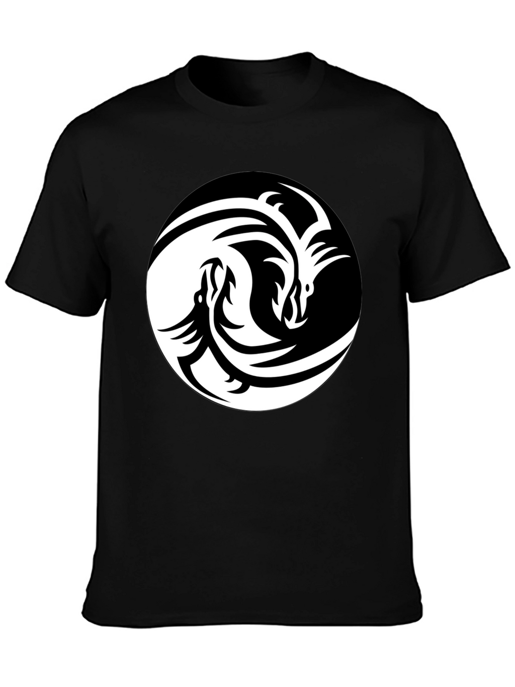 Yin Yang Dragon Graphic Tee - Unisex Black T-Shirt