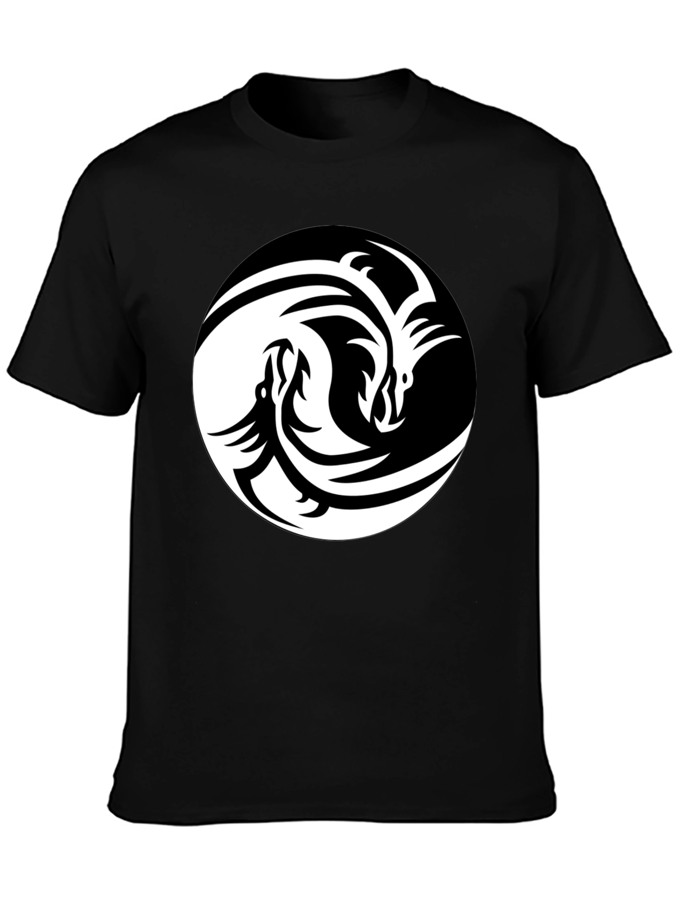 Yin Yang Dragon Graphic Tee - Unisex Black T-Shirt