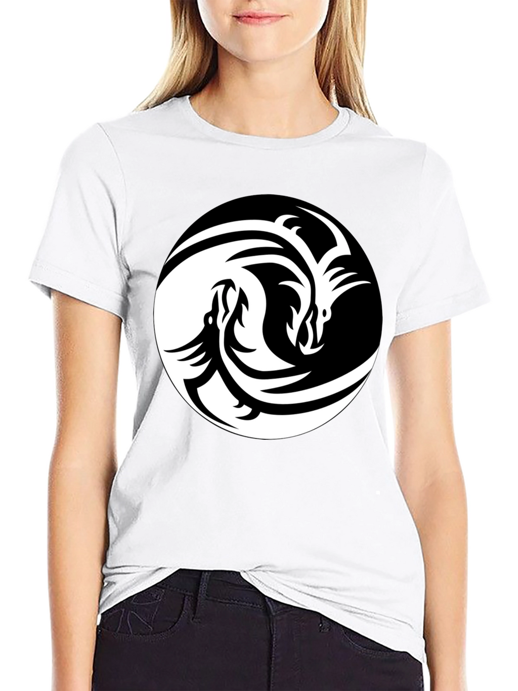 Yin Yang Dragon Graphic Tee - Unisex Black T-Shirt