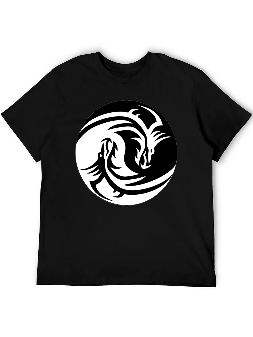 Yin Yang Dragon Graphic Tee - Unisex Black T-Shirt