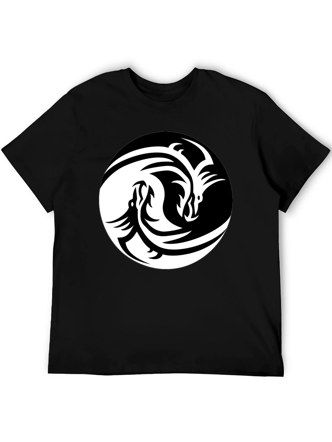 Yin Yang Dragon Graphic Tee - Unisex Black T-Shirt