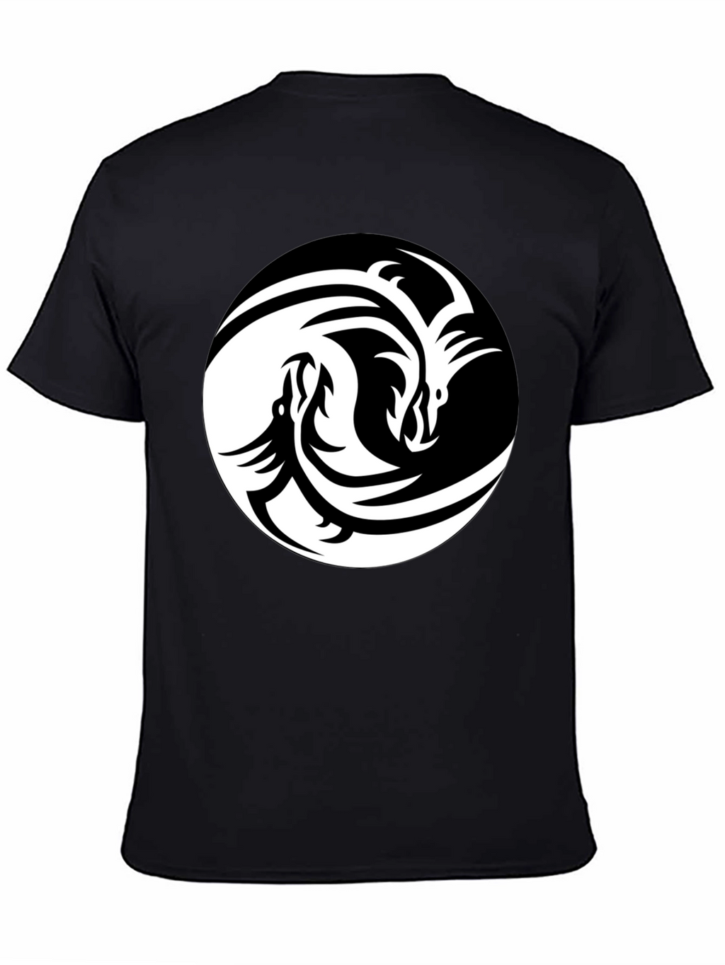 Yin Yang Dragon Graphic Tee - Unisex Black T-Shirt