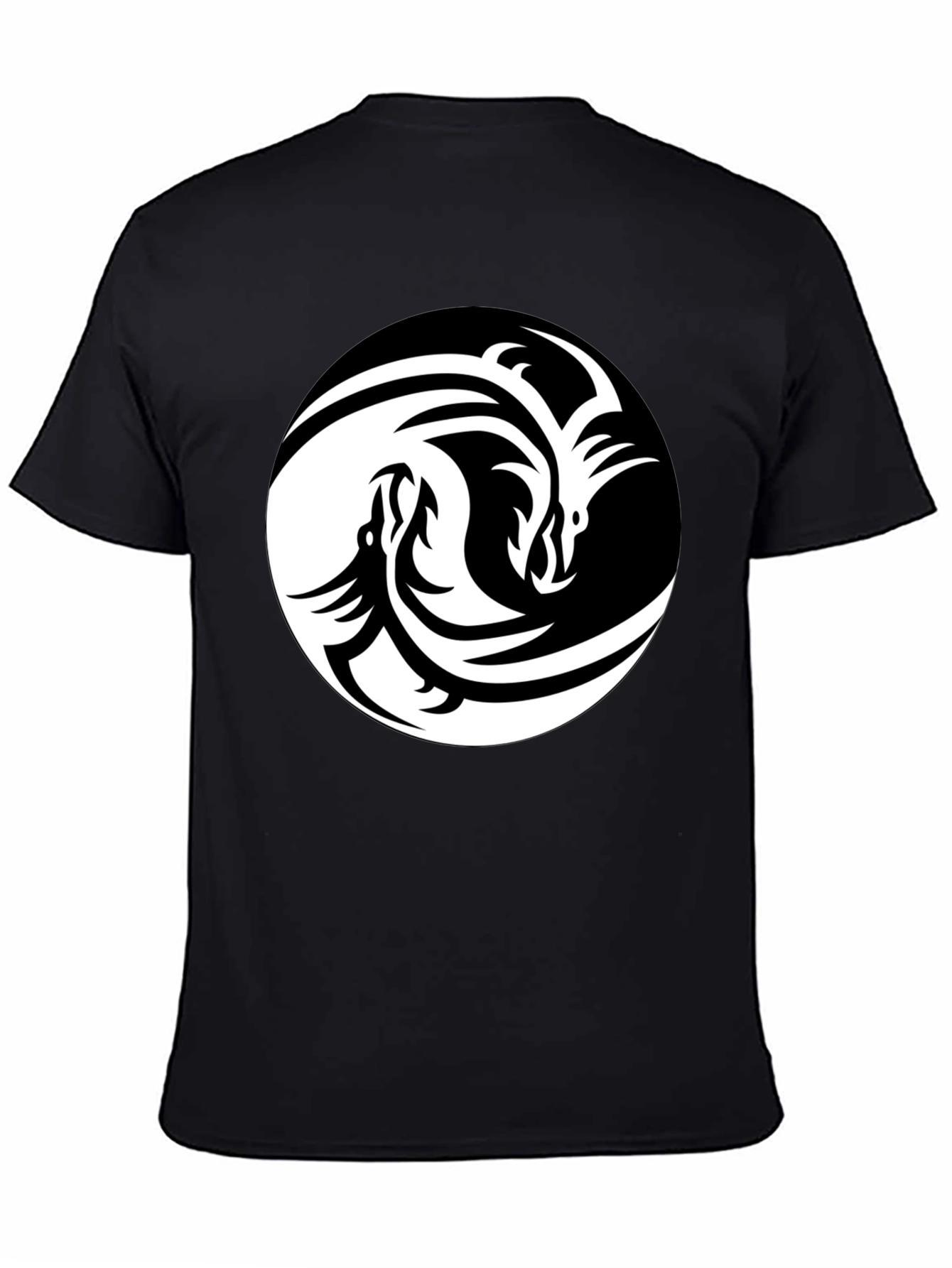 Yin Yang Dragon Graphic Tee - Unisex Black T-Shirt