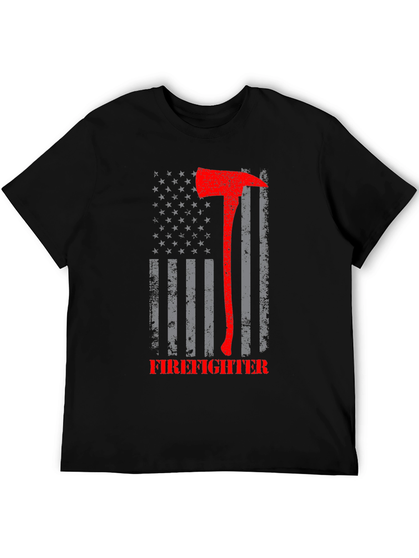 Firefighter Axe American Flag Graphic T-Shirt