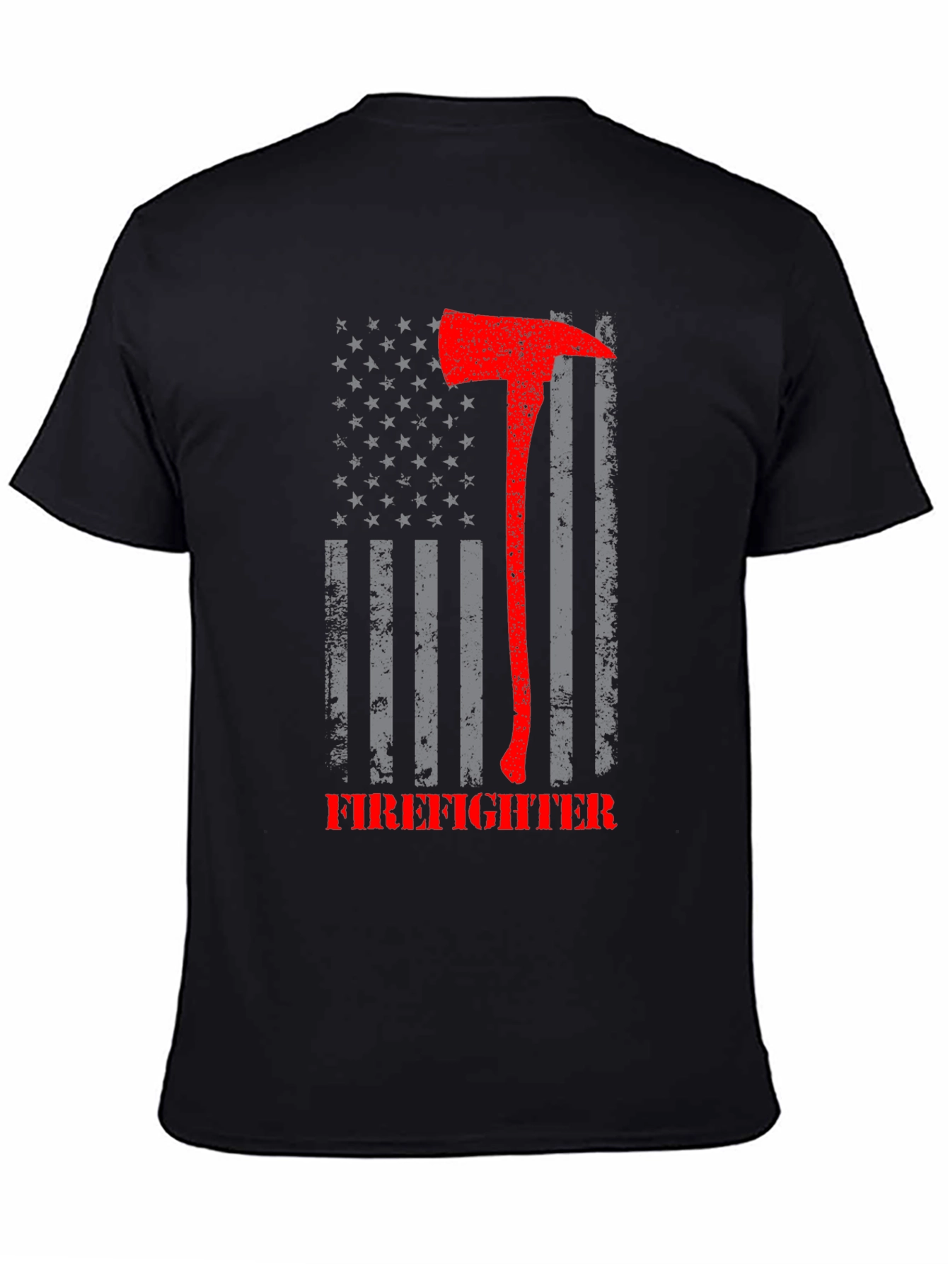 Firefighter Axe American Flag Graphic T-Shirt