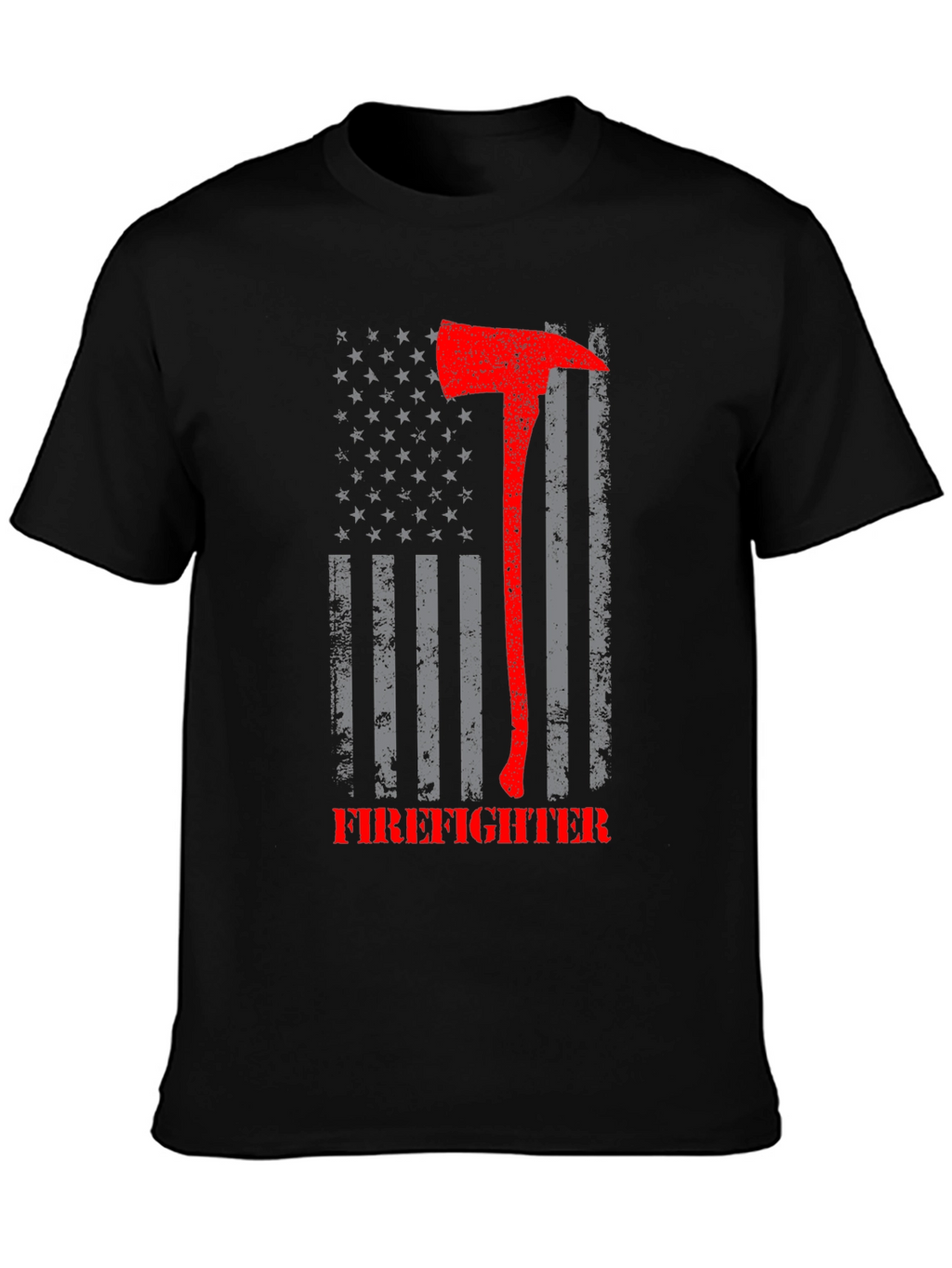 Firefighter Axe American Flag Graphic T-Shirt