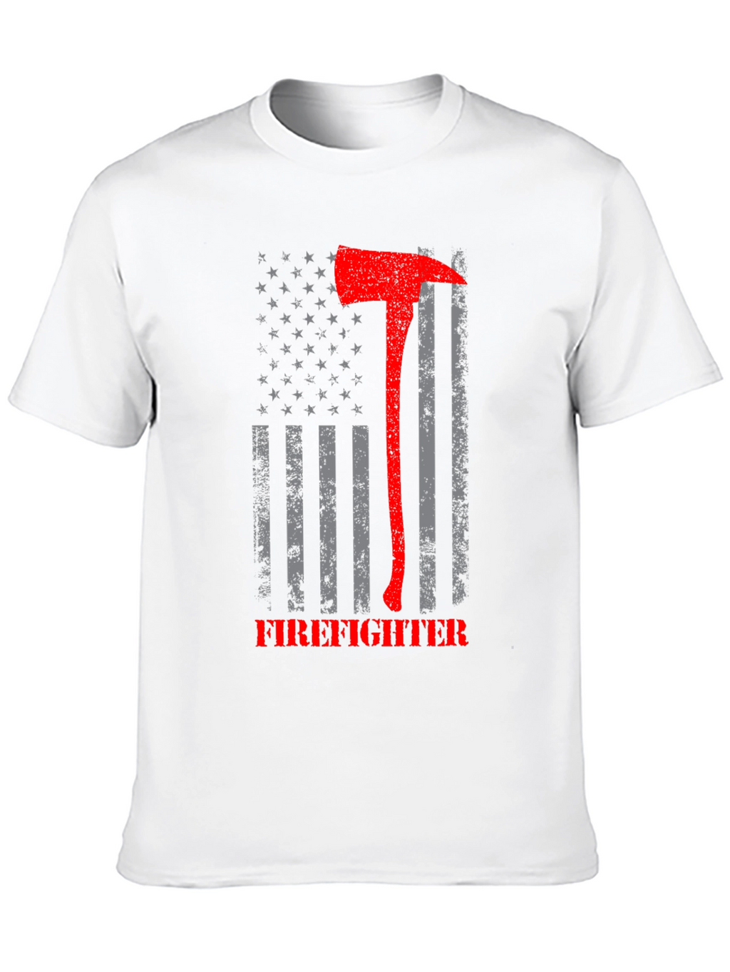 Firefighter Axe American Flag Graphic T-Shirt