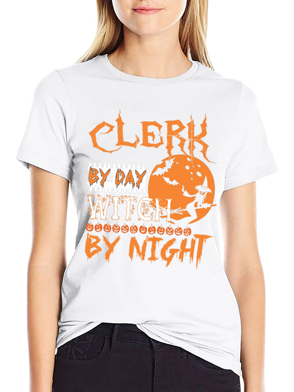 Clerk By Day Witch By Night Halloween T-Shirt