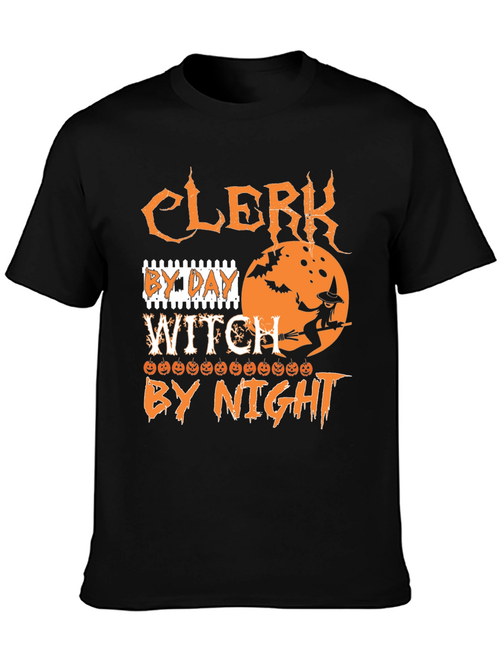 Clerk By Day Witch By Night Halloween T-Shirt