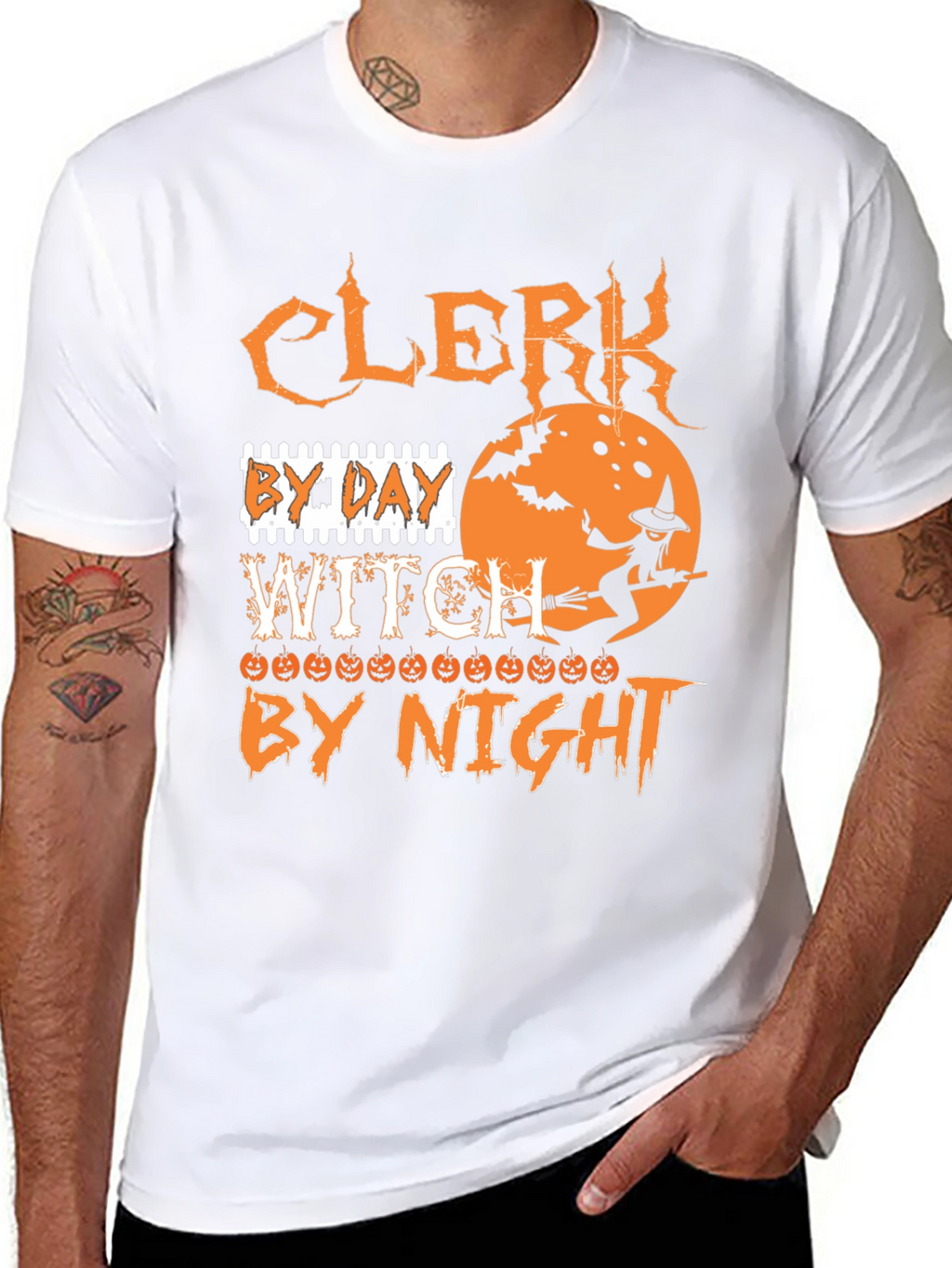 Clerk By Day Witch By Night Halloween T-Shirt