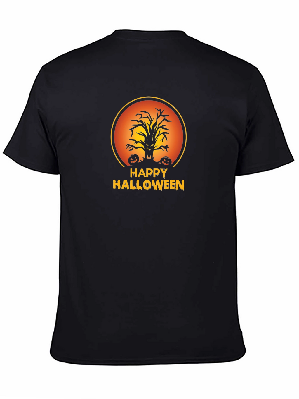 Happy Halloween Tree Black T-Shirt