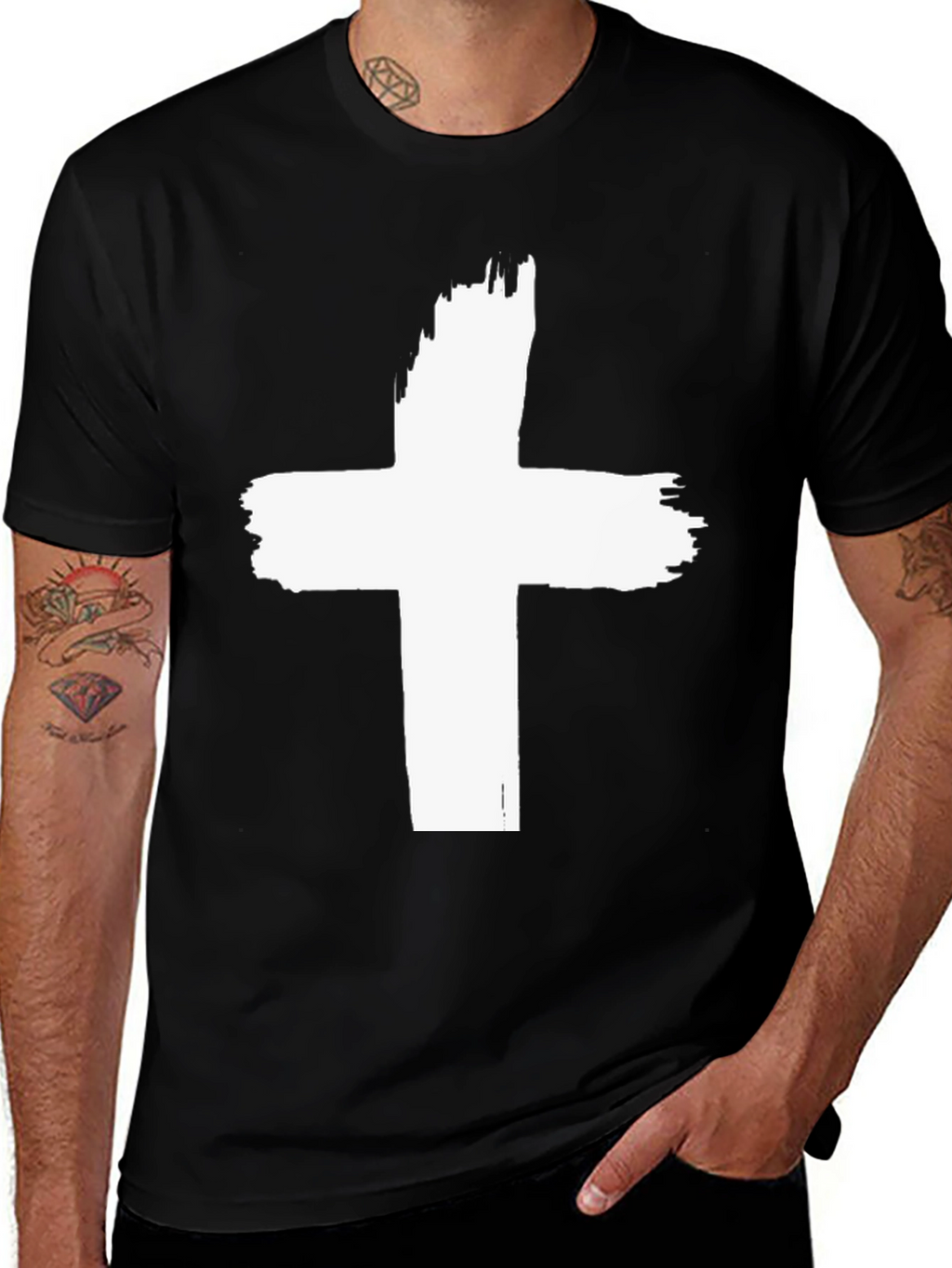 Bold Cross Graphic Black Tee - Stylish Religious Apparel
