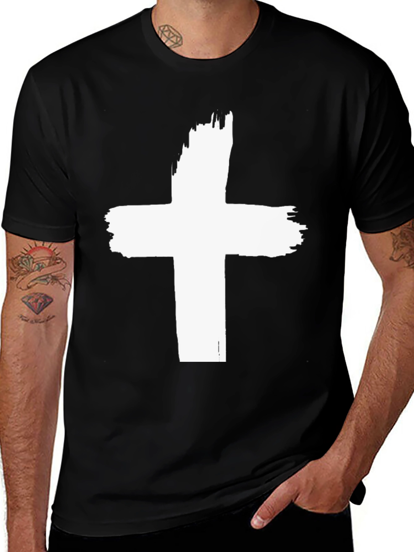 Bold Cross Graphic Black Tee - Stylish Religious Apparel